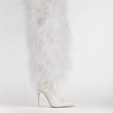 BOTTINES ILKYAZ EN PLUMES BLANCHES