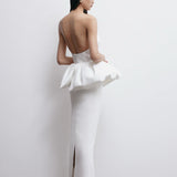 LIA PEPLUM DRESS IN TEMPLE WHITE