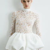 ROBE MINI PEPLUM CATROUX EN DENTELLE DE CHANTILLY