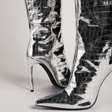 BOTTINES ILKYAZ EN CROCO ARGENT