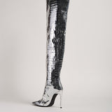 BOTTINES ILKYAZ EN CROCO ARGENT