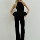 HEMINGWAY PEPLUM TOP IN IMPÉRIAL NOIR