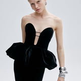 ROBE PEPLUM LIA EN NOIR IMPÉRIAL