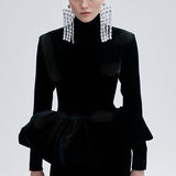 ROBE MINI PEPLUM CATROUX EN NOIR IMPÉRIAL