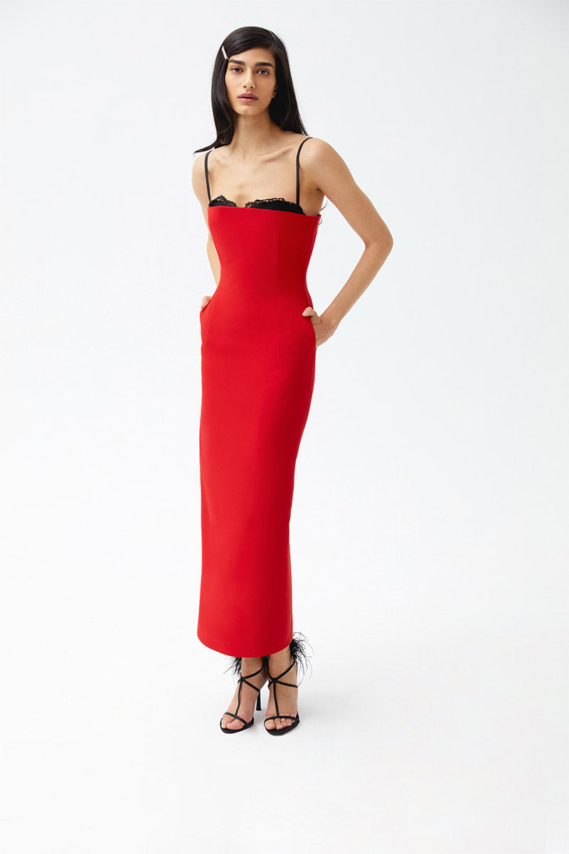 red dress new arrivals Red Solid Charlotte Dress | Women's Dresses