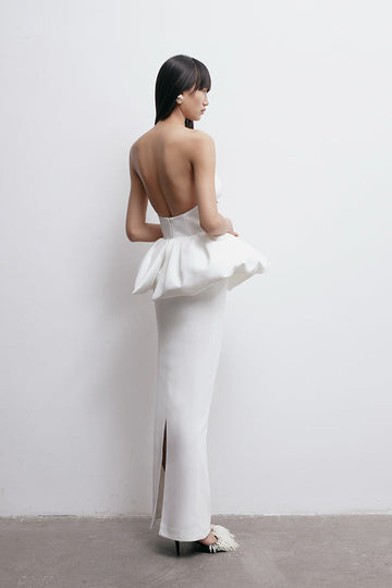 LIA PEPLUM DRESS IN TEMPLE WHITE – THE NEW ARRIVALS