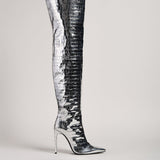 ILKYAZ BOOTS IN SILVER CROCO