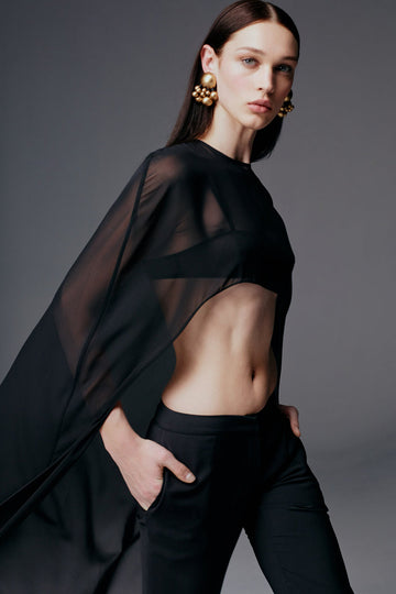 VIVI CAPE IN BLACK MIST